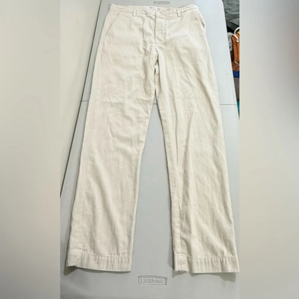 unbleached / undyed Men's Casual Cotton Chino Pants in Off-White
